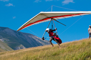 Man Hang Gliding