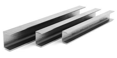 Three aluminum channels side by side