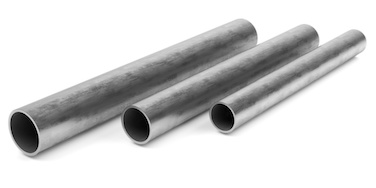 Three round aluminum tubes side by side