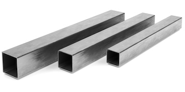 Three square aluminum tubes side by side