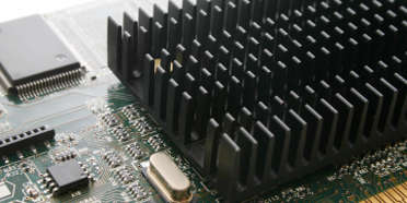 A computer video card with aluminum heatsink on top