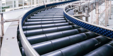 A roller conveyer for moving objects along assembly line