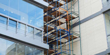 Scaffolding on the facade of a modern building