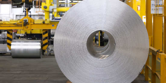 Coiled aluminum in factory