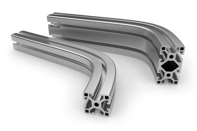 Curved aluminum T-slot profiles