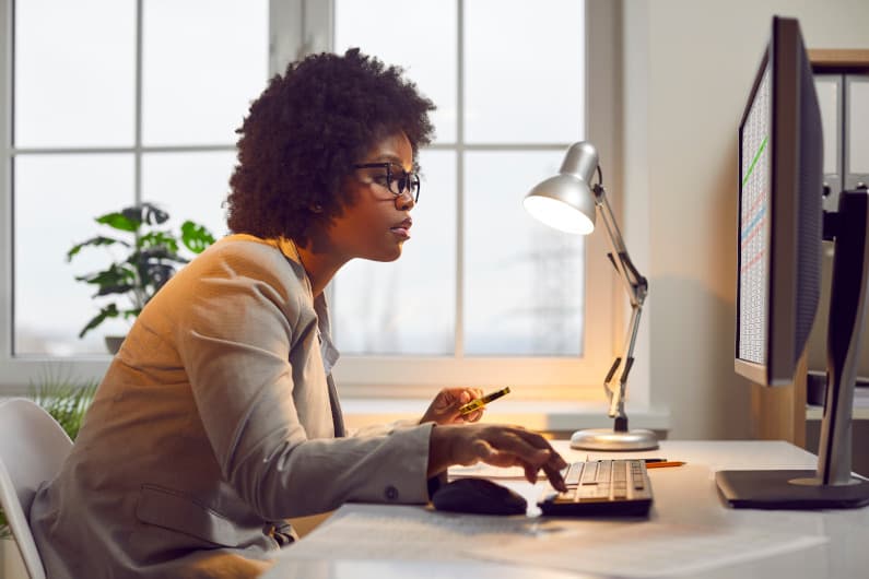 Accountant reviewing spreadsheets